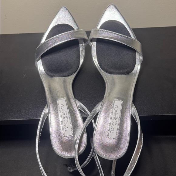 Tony Bianco Silver Nappa Metallic Heels - Picture 16 of 16